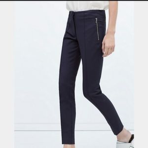Zara Basic Medium Navy dress pants zipper pockets